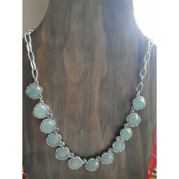 Lia Sophia Thea Clover Necklace Blue rhinestone Crystals Choker Collar statement - Picture 2 of 5